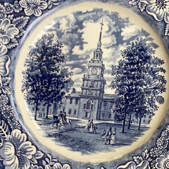 Vintage Liberty Blue Plate,Independence Hall Staffordshire ironstone Colonial S… - Picture 4 of 4
